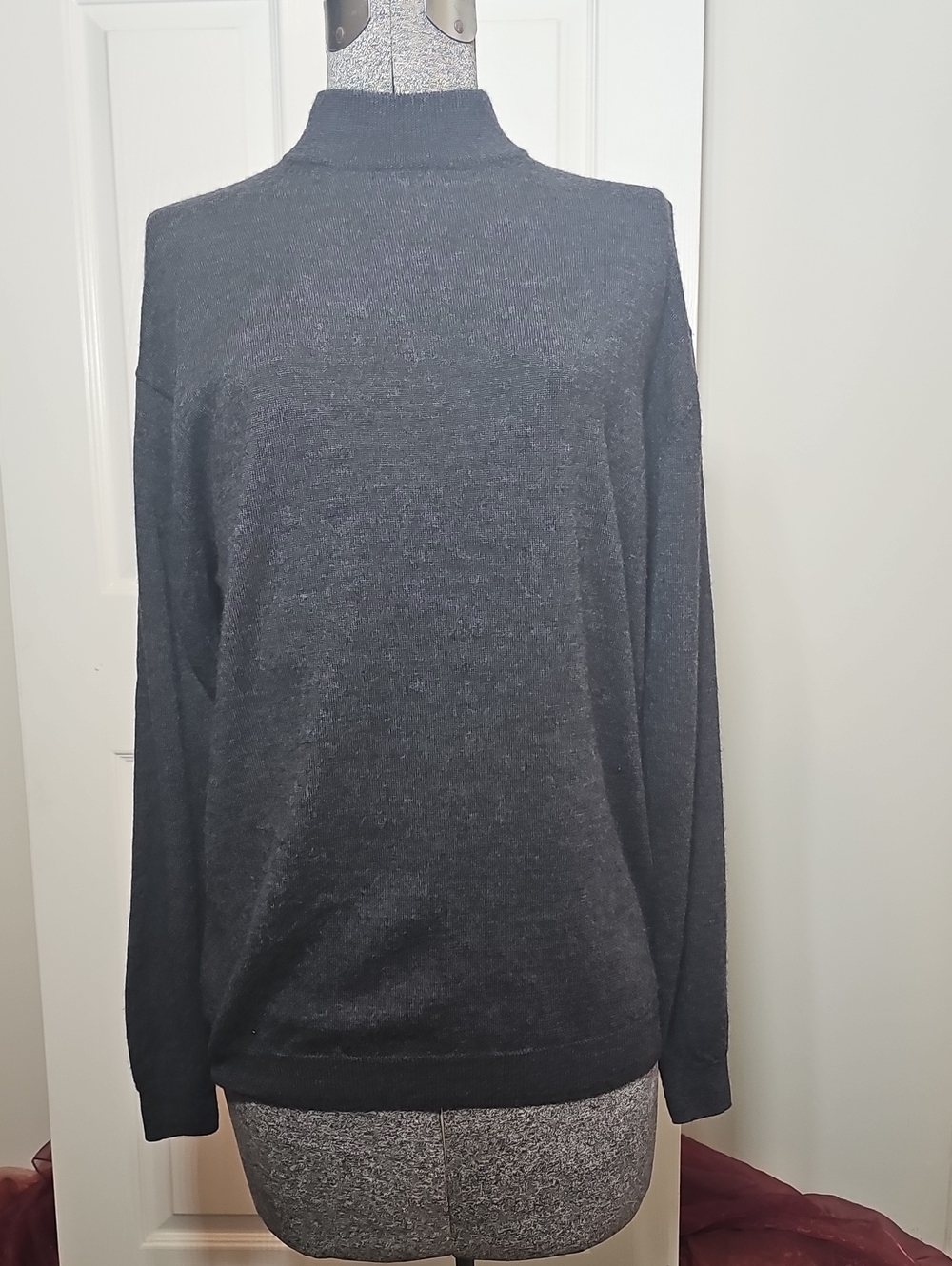 Pronto Uomo 100% Extra Fine Merino Wool Sweater Mens Mock Neck Pullover Size L